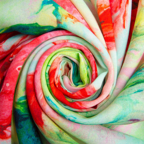 Ткань плательная штапель вискоза 145 см 130 гр/м2 для платьев, юбок, брюк, комбинезонов, детской одежды акварель , фото 1