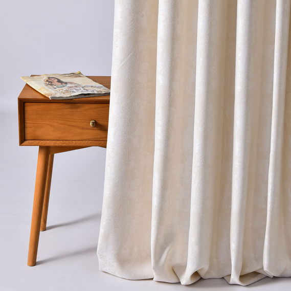 Ткань портьерная однотонная Фонлук Leopar Soft, 285 см, 280 гр/м2, шторная ткань, ткань для штор, шторы, портьеры, гардины, ткань гардинная V-12755 крем, фото 4