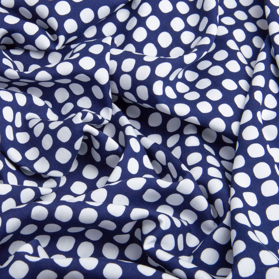 Staple viscose dress fabric 145 cm 90 gsm for dresses, skirts, trousers, jumpsuits горохи т/синя, фото 3