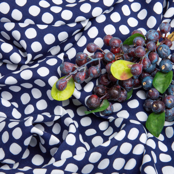 Staple viscose dress fabric 145 cm 90 gsm for dresses, skirts, trousers, jumpsuits горохи т/синя, фото 4