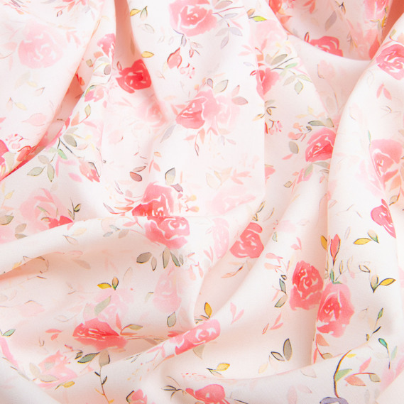 Тканина платтяна штапель віскоза 145 см 90 г/м2 для суконь, спідниць, брюк, комбінезонів, дитячого одягу Розалі корал, фото 3