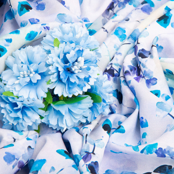 Ткань плательная штапель вискоза 145 см 90 гр/м2 для платьев, юбок, брюк, комбинезонов, детской одежды травень блакитна, фото 4