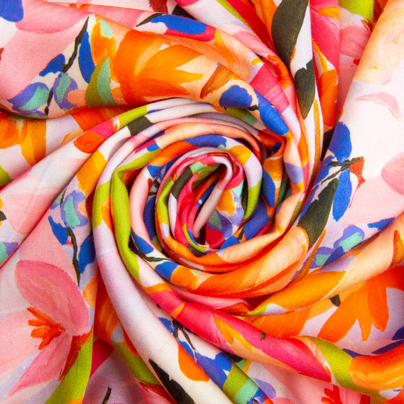 Ткань штапель вискоза 135 гр/м2 плательная ткань натуральная, для блузок, платьев, юбок квітковий рай, фото 1