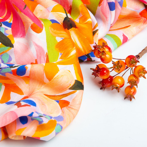 Ткань штапель вискоза 135 гр/м2 плательная ткань натуральная, для блузок, платьев, юбок квітковий рай, фото 4