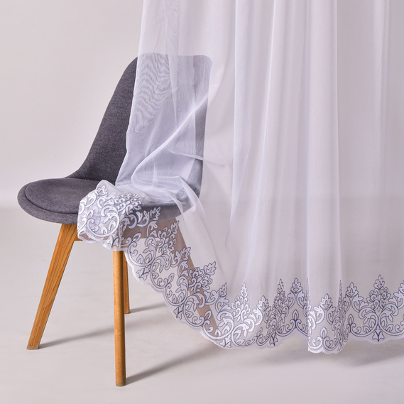 Ткань тюль бамбук с вышивкой Венеция, 315 см, 58 гр/м2, тюлевая ткань, ткань для тюля, гардины, ткань гардинная V-03 gri, фото 5 Ткань тюль бамбук с вышивкой Венеция, 315 см, 58 гр/м2, тюлевая ткань, ткань для тюля, гардины, ткань гардинная V-03 gri, фото 5