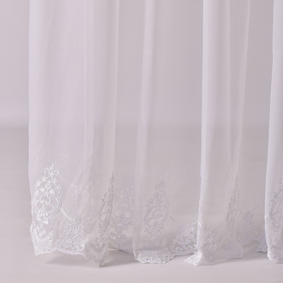Ткань тюль бамбук с вышивкой Катерина, 310 см, 58 гр/м2, тюлевая ткань, ткань для тюля, гардины, ткань гардинная V-01 ekru, фото 1 Ткань тюль бамбук с вышивкой Катерина, 310 см, 58 гр/м2, тюлевая ткань, ткань для тюля, гардины, ткань гардинная V-01 ekru, фото 1
