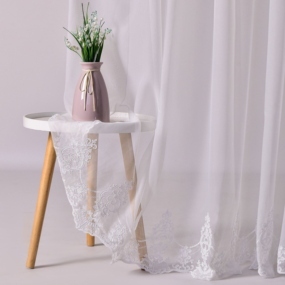 Ткань тюль бамбук с вышивкой Катерина, 310 см, 58 гр/м2, тюлевая ткань, ткань для тюля, гардины, ткань гардинная V-01 ekru, фото 4 Ткань тюль бамбук с вышивкой Катерина, 310 см, 58 гр/м2, тюлевая ткань, ткань для тюля, гардины, ткань гардинная V-01 ekru, фото 4