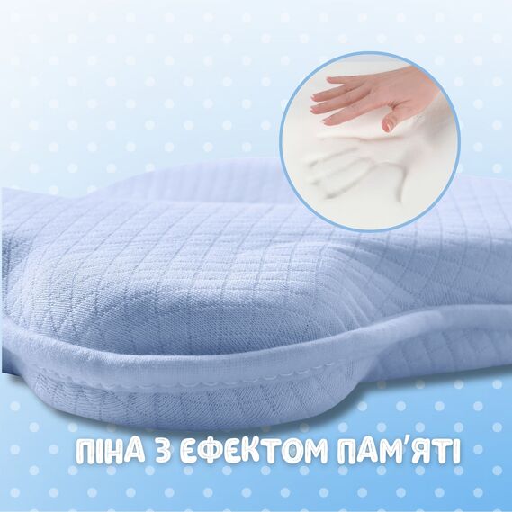 BabyComfort PAPAELLA Orthopedic Baby Pillow 27х22х3 cm with Memory Foam, Bear-Shaped блакитна, фото 6
