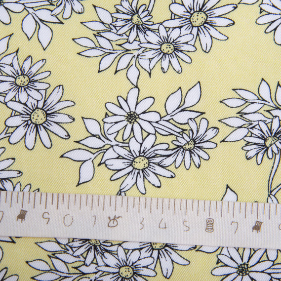 Ткань плательная штапель твил Ромашка 160 гр/м2 145 см для платье, блуз, летних брюк и аксессуаров жовта, фото 5