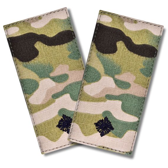 2-Piece Chevron Set with Hook Backing Ukrainian Army Rank Epaulettes Junior Lieutenant in Multicam, 5х10 cm, фото 1