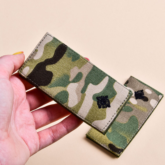 2-Piece Chevron Set with Hook Backing Ukrainian Army Rank Epaulettes Junior Lieutenant in Multicam, 5х10 cm, фото 2