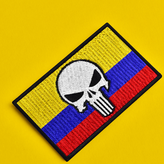 Набор шевронов 2 шт на липучке Череп Карателя на Прапоре Колумбии 5х8 см, флаг Колумбии, вышитый патч нашивка шеврон, фото 10 Набор шевронов 2 шт на липучке Череп Карателя на Прапоре Колумбии 5х8 см, флаг Колумбии, вышитый патч нашивка шеврон, фото 10