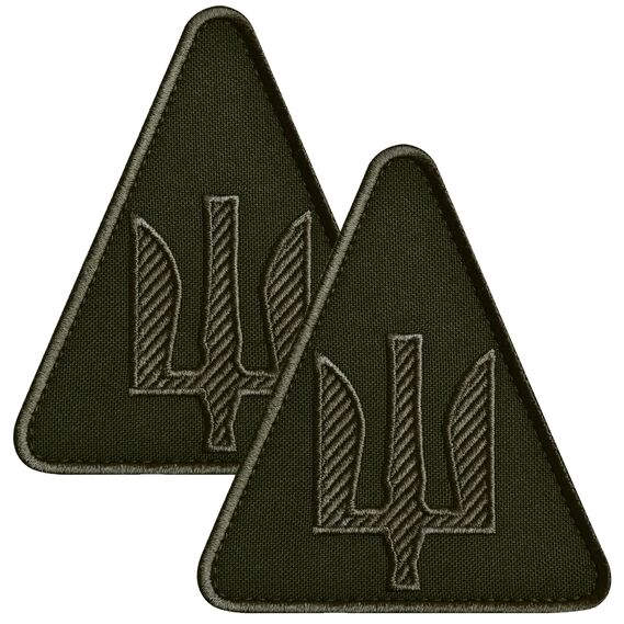 Набір шевронів 2 шт на липучці авіаційних війск України Тризуб польовий хакі 9х8 см вишитий патч нашивка шеврон, фото 1
