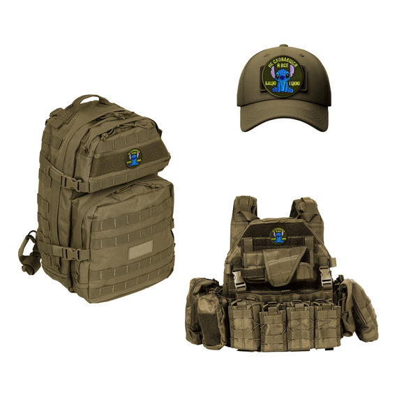 Набор шевронов 2 шт на липучке Stitch, Стич, я всё вижу и слышу, шуточный патч вышитый шеврон нашивка 8 см хаки, фото 8