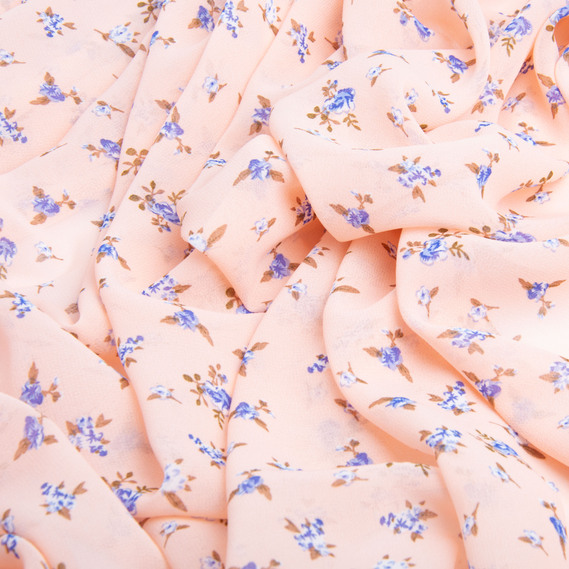 Ткань шифон плательная легкая воздушная 75 гр/м2 150 см для платьев, юбок, блуз, аксессуаров трояндочки крем, фото 3