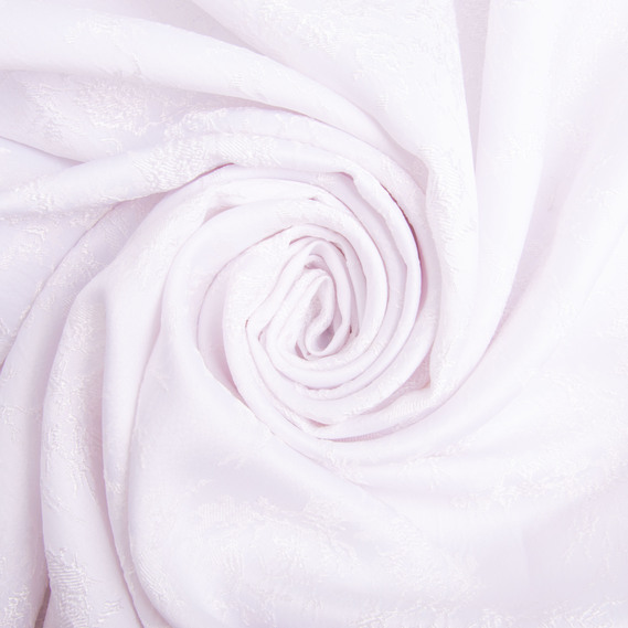 Jacquard suit fabric Bouquet 150 cm wide, 190 g/m2, made of viscose and cotton natural composition, suitable for clothing, dresses, suits, and skirts біла, фото 1
