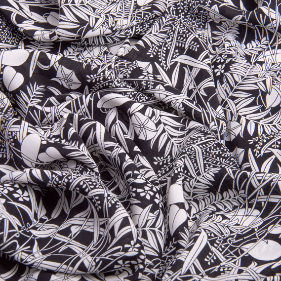 Ткань шифон плательная легкая воздушная стрейч 110 гр/м2 150 см для платьев, юбок, блуз, аксессуаров флора чорна, фото 3