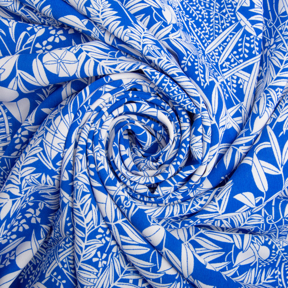 Ткань шифон плательная легкая воздушная стрейч 110 гр/м2 150 см для платьев, юбок, блуз, аксессуаров флора електрик, фото 1