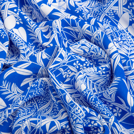 Ткань шифон плательная легкая воздушная стрейч 110 гр/м2 150 см для платьев, юбок, блуз, аксессуаров флора електрик, фото 3