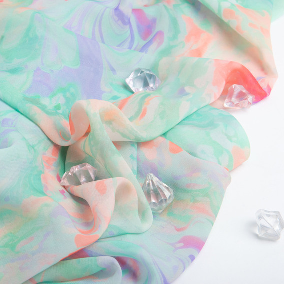 Тканина шифон мікро платтяна легка повітряна 55 г/м2 140 см для суконь, спідниць, блуз, аксесуарів салат, фото 4