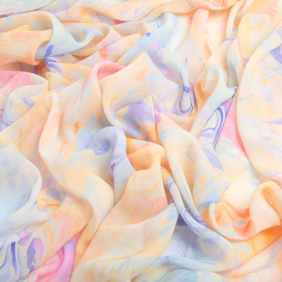 Тканина шифон мікро платтяна легка повітряна 55 г/м2 140 см для суконь, спідниць, блуз, аксесуарів помаранч, фото 3