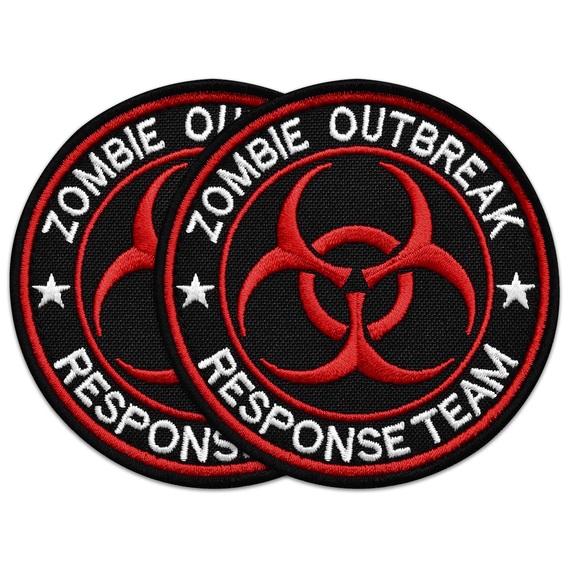 Набор шевронов 2 шт Zombie Outbreak Response Team 8 см, вышитый патч нашивка шеврон, фото 1