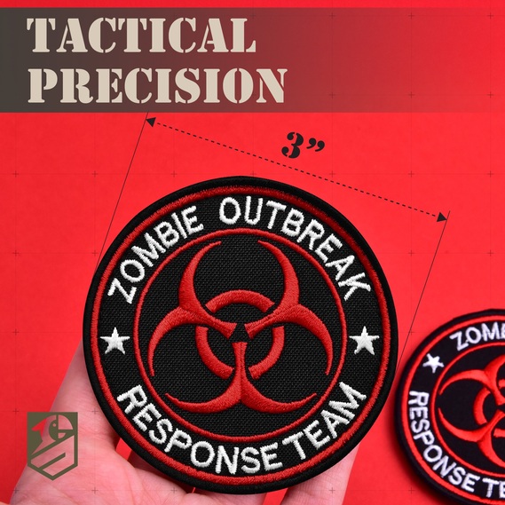 Набор шевронов 2 шт Zombie Outbreak Response Team 8 см, вышитый патч нашивка шеврон, фото 2