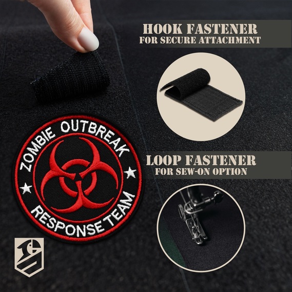 Набор шевронов 2 шт Zombie Outbreak Response Team 8 см, вышитый патч нашивка шеврон, фото 6