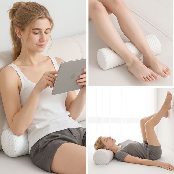 ErgoRoll Orthopedic Pillow 40х15х15 cm IDEIA Contour Memory Foam Pillow for Side, Back, and Stomach Sleepers, with Zippered Cooling Pillowcase, фото 11