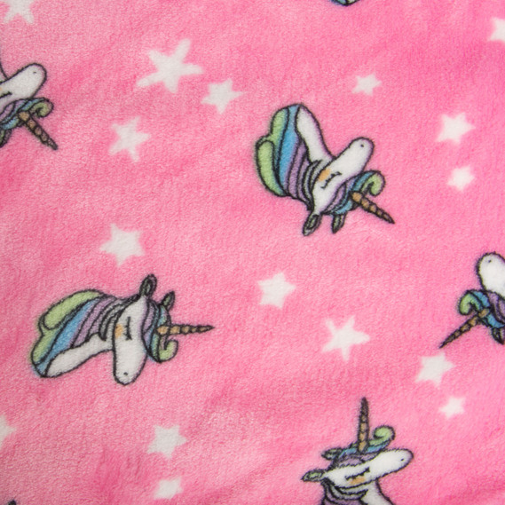 Тканина махрова Велсофт 140 см 280 гр/м2 для халатів, піжам, пледів і покривал надзвичайно м’яка єдиноріг рожева, фото 2