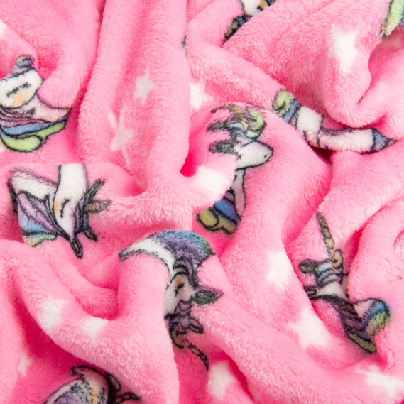 Тканина махрова Велсофт 140 см 280 гр/м2 для халатів, піжам, пледів і покривал надзвичайно м’яка єдиноріг рожева, фото 3