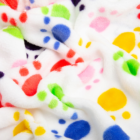 Тканина махрова Велсофт 140 см 280 гр/м2 для халатів, піжам, пледів і покривал надзвичайно м’яка лапки білі, фото 3