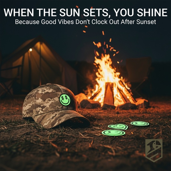 Glow-in-the-Dark Smiley Patch Set 9 pcs, Embroidered Hook-Backed Patches 3 cm, Tactical Morale Patches, фото 9