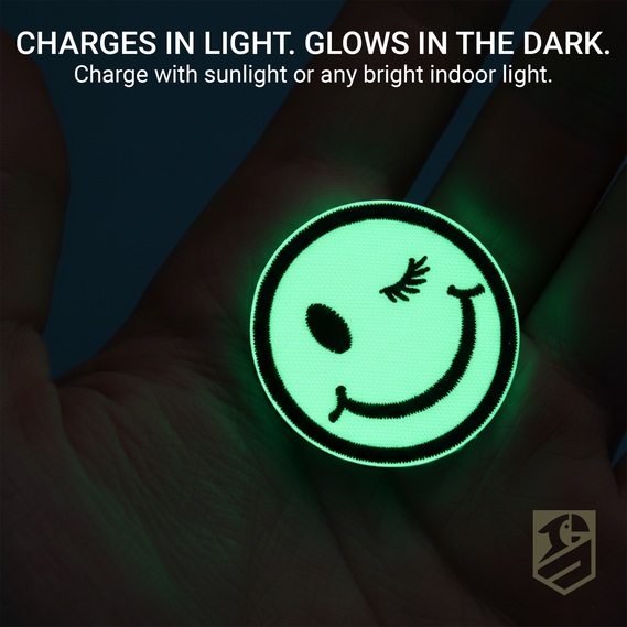 Glow-in-the-Dark Smiley Patch Set 9 pcs, Embroidered Hook-Backed Patches 3 cm, Tactical Morale Patches, фото 10