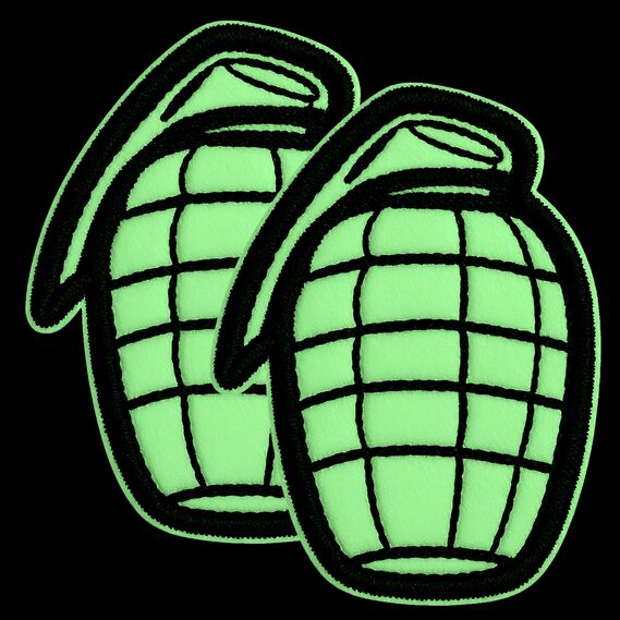 Grenade Patch Set 2 pcs, Glow-in-the-Dark Embroidered Patches, 3.5х4.5 cm, Hook-Backed Morale Patches, Tactical Patch, фото 1