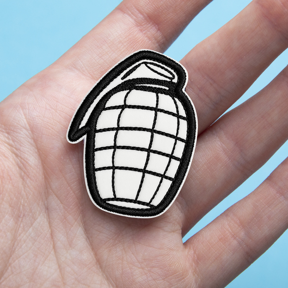 Grenade Patch Set 2 pcs, Glow-in-the-Dark Embroidered Patches, 3.5х4.5 cm, Hook-Backed Morale Patches, Tactical Patch, фото 7