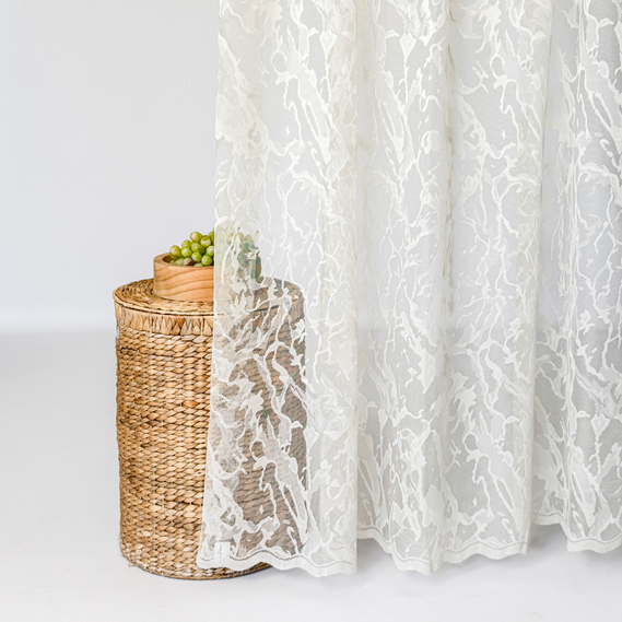 Jacquard sheer fabric Mikriya 285 cm wide 57 g/m2 sheer curtain fabric suitable for tulle, drapes, and window treatments V-bej, фото 4 Jacquard sheer fabric Mikriya 285 cm wide 57 g/m2 sheer curtain fabric suitable for tulle, drapes, and window treatments V-bej, фото 4