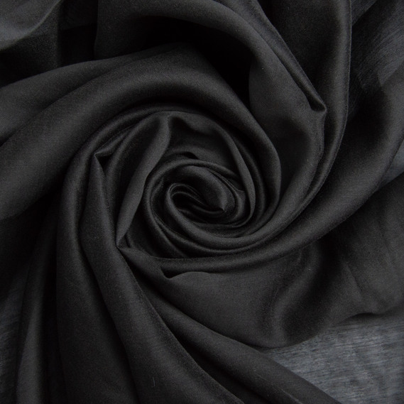 Тканина Тенсел шовк 45 г/м2 150 см легка, дихаюча для вишуканого одягу чорна, фото 1