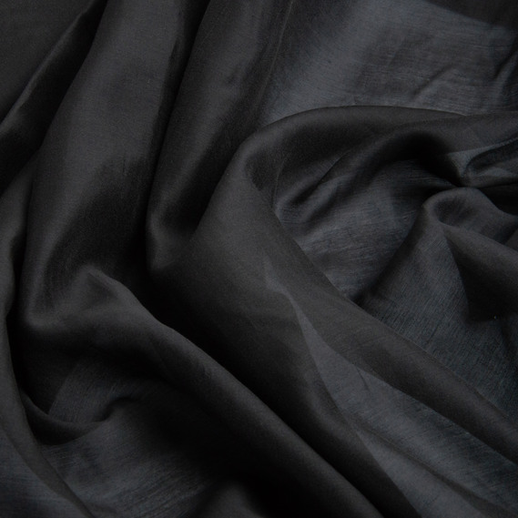 Тканина Тенсел шовк 45 г/м2 150 см легка, дихаюча для вишуканого одягу чорна, фото 2