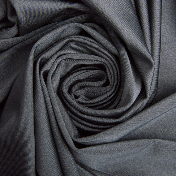 Ткань трикотаж Бифлекс 200 гр/м2 стрейчевая эластичная блестящая для купальников и спортивной одежды т/сіра, фото 1