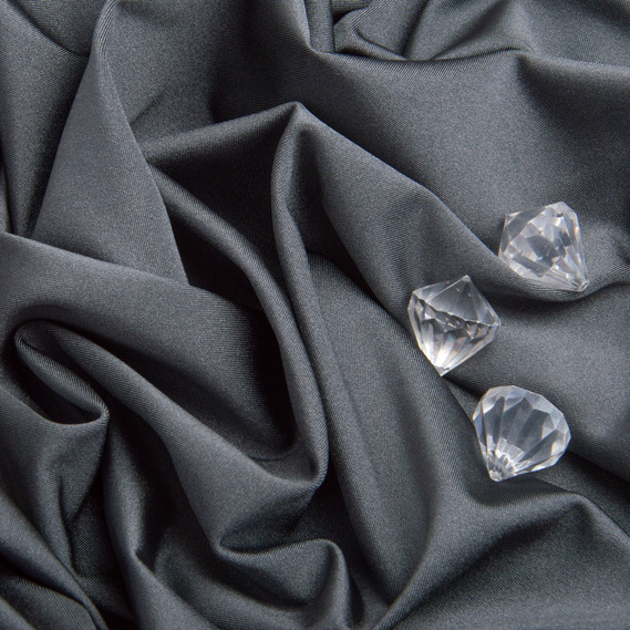 Ткань трикотаж Бифлекс 200 гр/м2 стрейчевая эластичная блестящая для купальников и спортивной одежды т/сіра, фото 3