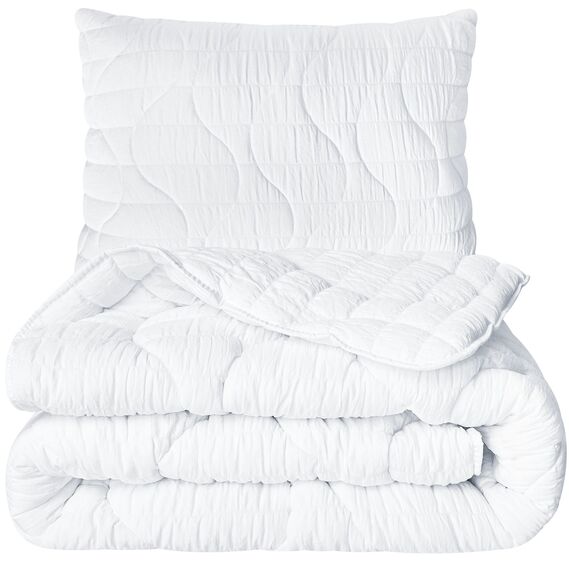 Набор постельный CloudDream полуторный IDEIA одеяло 140х210 + шт подушка 50х70 белый, искусственный пух, гипоаллергенный в коробці, фото 1