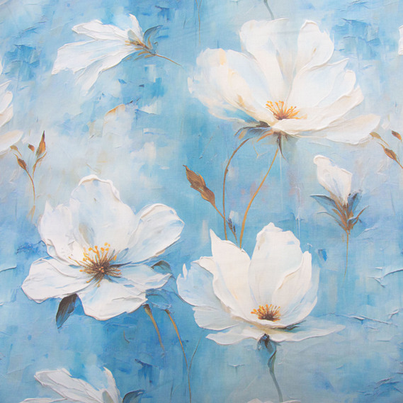 Ranforce calico fabric 5D for bedding, 240 cm wide 125 g/m2 cotton natural fabric, suitable for sheets, duvet covers, pillowcases, and other bed linens Акварель блакитна, фото 2