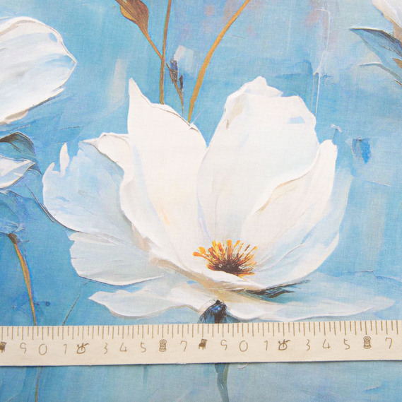 Ranforce calico fabric 5D for bedding, 240 cm wide 125 g/m2 cotton natural fabric, suitable for sheets, duvet covers, pillowcases, and other bed linens Акварель блакитна, фото 5