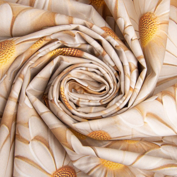 Тканина бязь ранфорс 5D для постільної білизни, бавовна 125 гр/м2 240 см натуральна, постільна тканина, тканина для простирадл, підковдр, наволочок Ромашка, фото 1