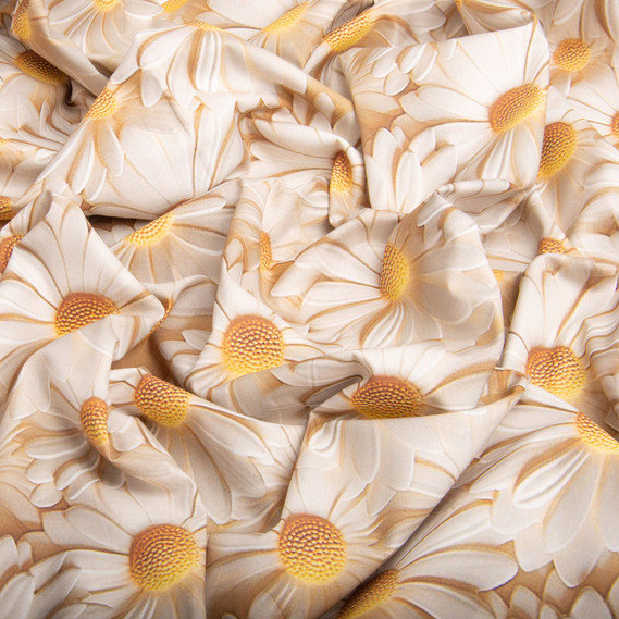 Тканина бязь ранфорс 5D для постільної білизни, бавовна 125 гр/м2 240 см натуральна, постільна тканина, тканина для простирадл, підковдр, наволочок Ромашка, фото 3