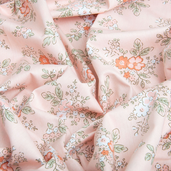 Тканина бавовна сатин для постільної білизни, натуральна тканина, постільна білизна 120 гр/м2 ВТ-405-A літо персик, фото 3