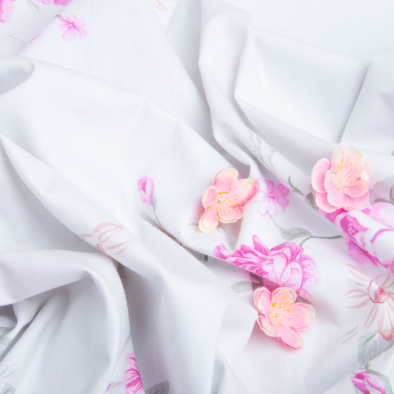 Тканина бавовна сатин для постільної білизни, натуральна тканина, постільна білизна 120 гр/м2 ВТ-411-A роуз рожевий , фото 4