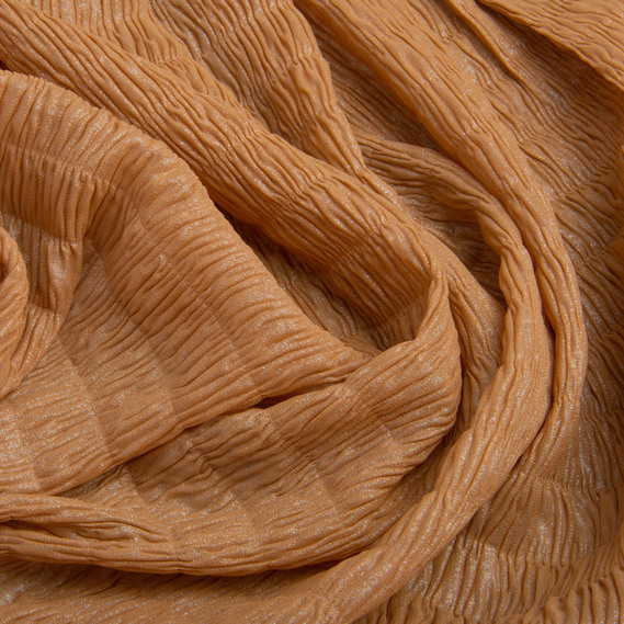 Ткань шифон жатка 95 гр/м2 145 см легкая, воздушная ткань для платьев, блуз и аксессуаров кемел, фото 2 Ткань шифон жатка 95 гр/м2 145 см легкая, воздушная ткань для платьев, блуз и аксессуаров кемел, фото 2