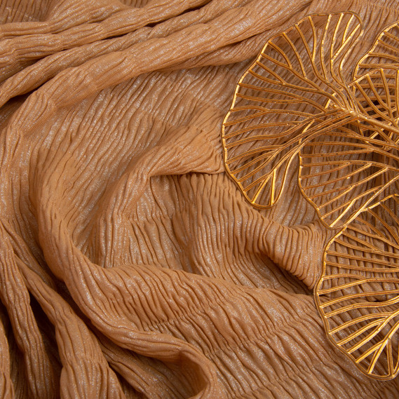 Ткань шифон жатка 95 гр/м2 145 см легкая, воздушная ткань для платьев, блуз и аксессуаров кемел, фото 3 Ткань шифон жатка 95 гр/м2 145 см легкая, воздушная ткань для платьев, блуз и аксессуаров кемел, фото 3